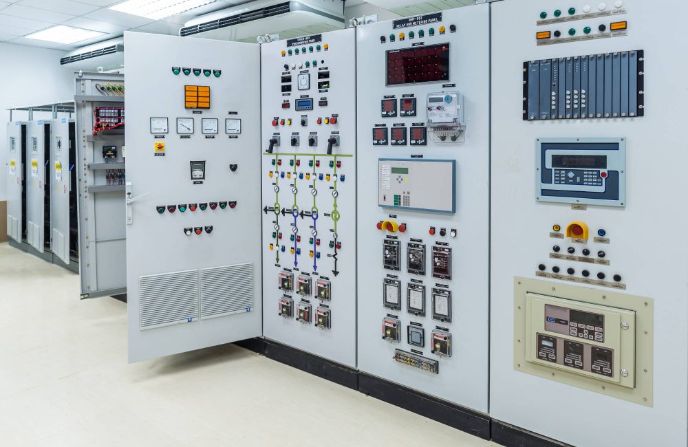 Electrical switchgear,Industrial electrical switch panel at substation of power plant
